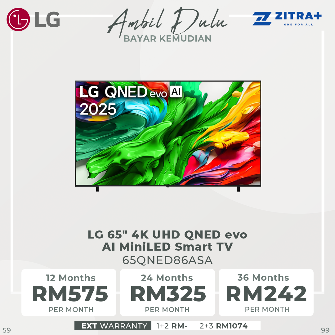 LG 55"/65"/75"/86"/100" 4K UHD QNED evo AI MiniLED Smart TV QNED86AS | Alpha 8 AI Processor Gen2 | Dynamic QNED Colour | Dolby Vision / HDR10 / HLG
