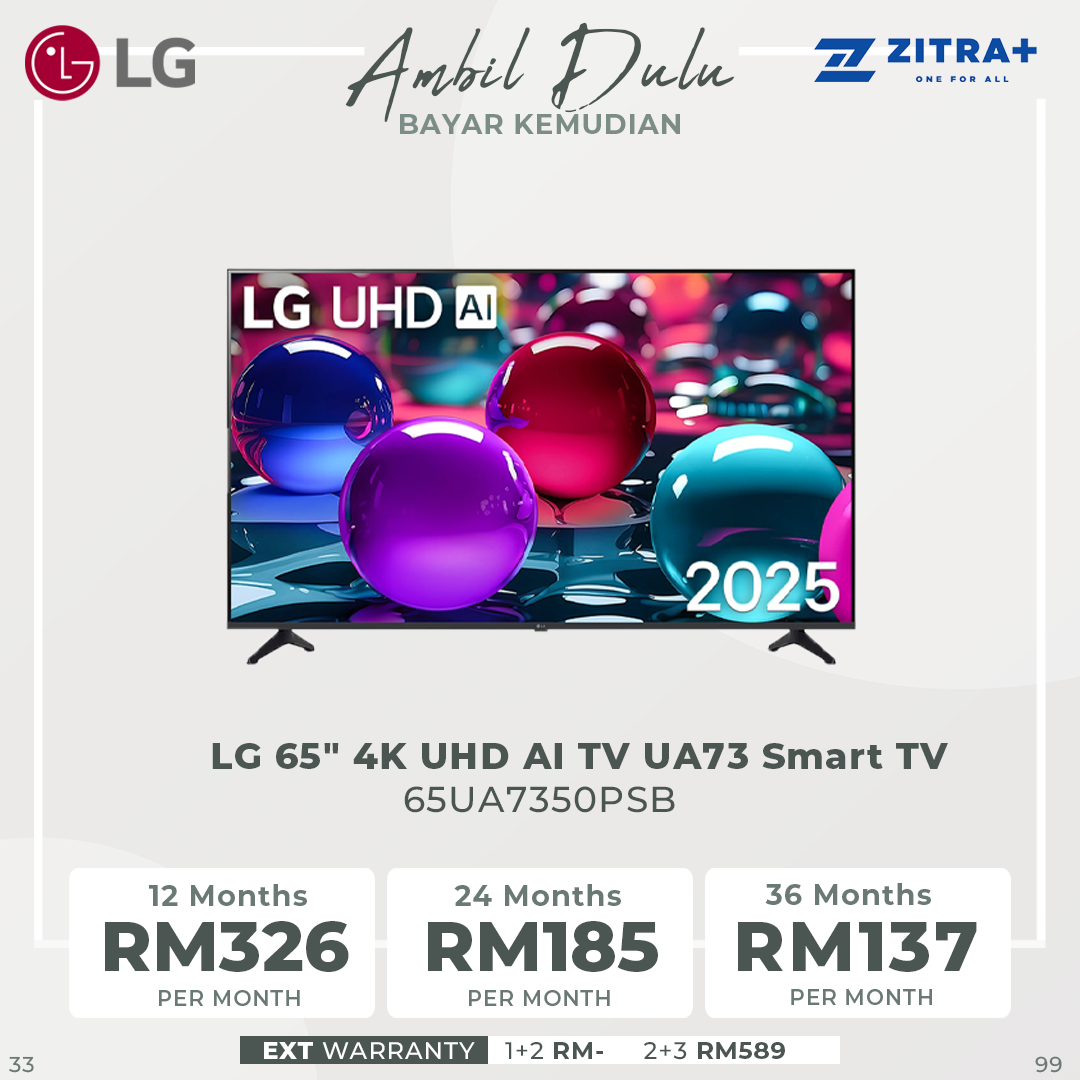LG 43"/ 50"/ 55"/65" 4K UHD AI TV UA73 Smart TV 43UA7350PSB|50UA7350PSB|55UA7350PSB|65UA7350PSB | AI Magic Remote | AI Processor Gen8 |  HDR10 Pro
