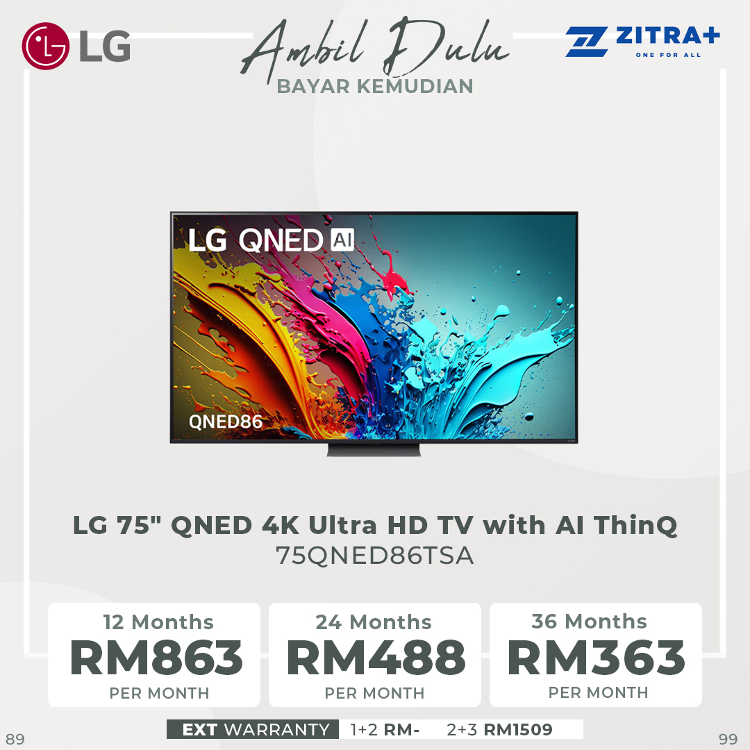 LG 75" QNED 4K Ultra HD TV with AI ThinQ 75QNED86TSA | Alpha 8 AI Processor 4K | ThinQ AI & WebOS