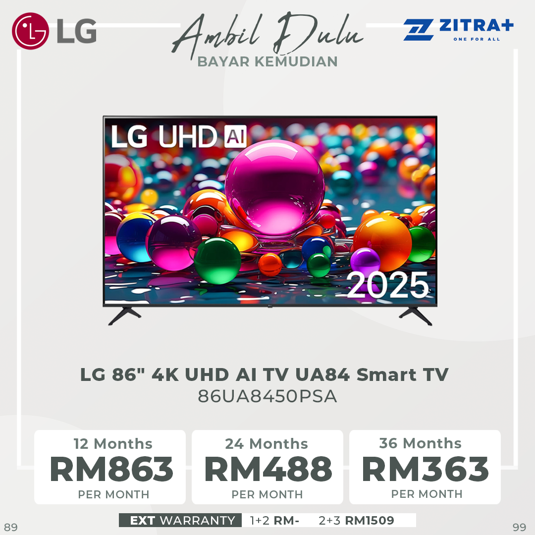 LG 75"/86" 4K UHD AI TV UA84 Smart TV 75UA8450PSA/ 86UA8450PSA | 4K HDR10 Pro | 7 4K AI Processor Gen8 | AI Sound Pro | FILMMAKER MODE