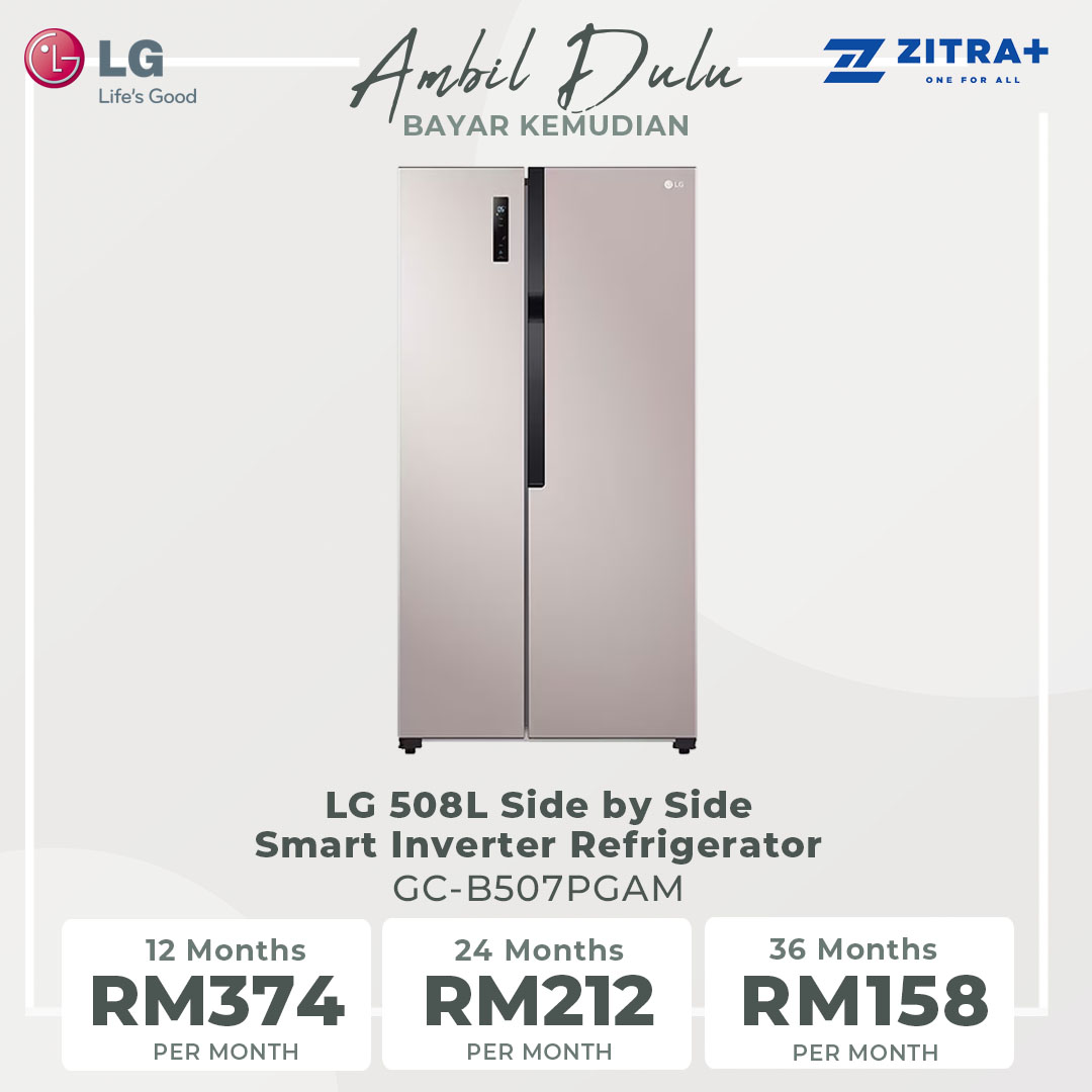 LG 508L Side by Side Smart Inverter Refrigerator GC-B507PGAM | Door Alarm | Express Freeze | Horizontal Pocket Handle Type | Refrigerator with 1 Year Warranty
