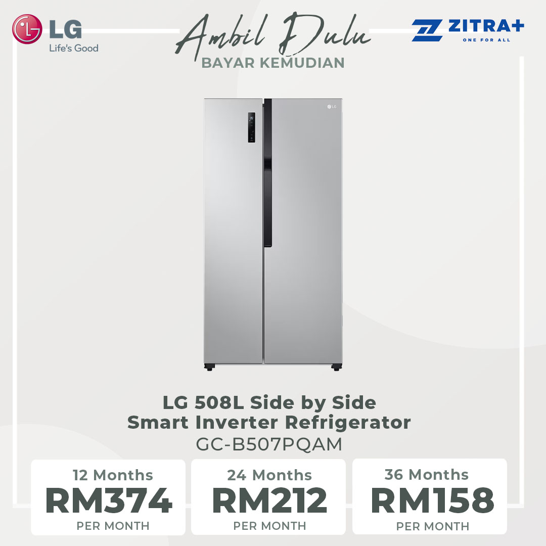 LG 508L Side by Side Smart Inverter Refrigerator GC-B507PQAM | Total No Frost | Tempered Glass | Multi Air Flow | Touch LED Display | Refrigerator with 1 Year Warranty