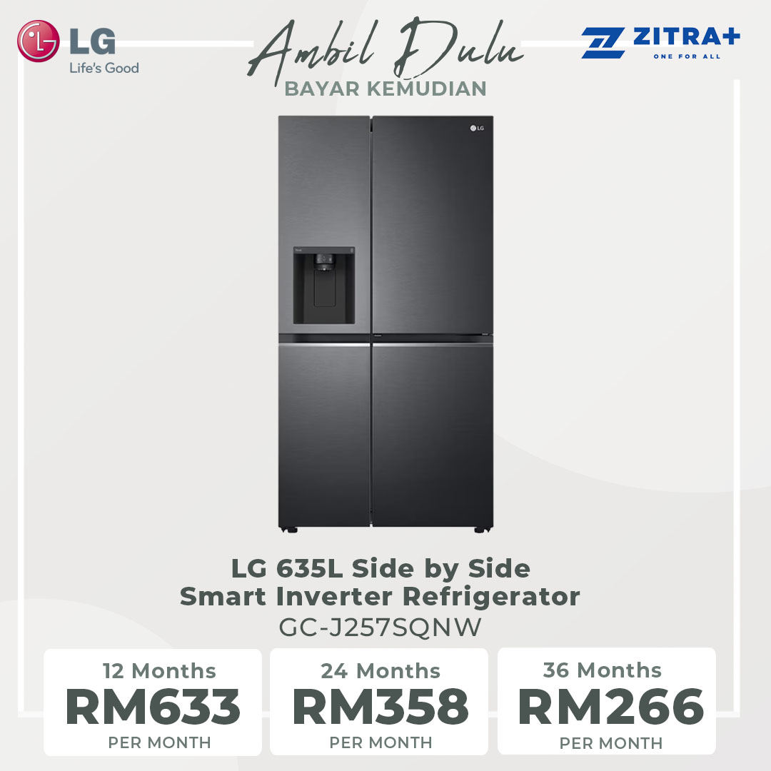 LG 635L Side by Side Smart Inverter Refrigerator Matte GC-J257SQNW | Remote Control | Smart Alert | DoorCooling+™ | LinearCooling™ | Exprese Cool | Refrigerator with 1 Year Warranty