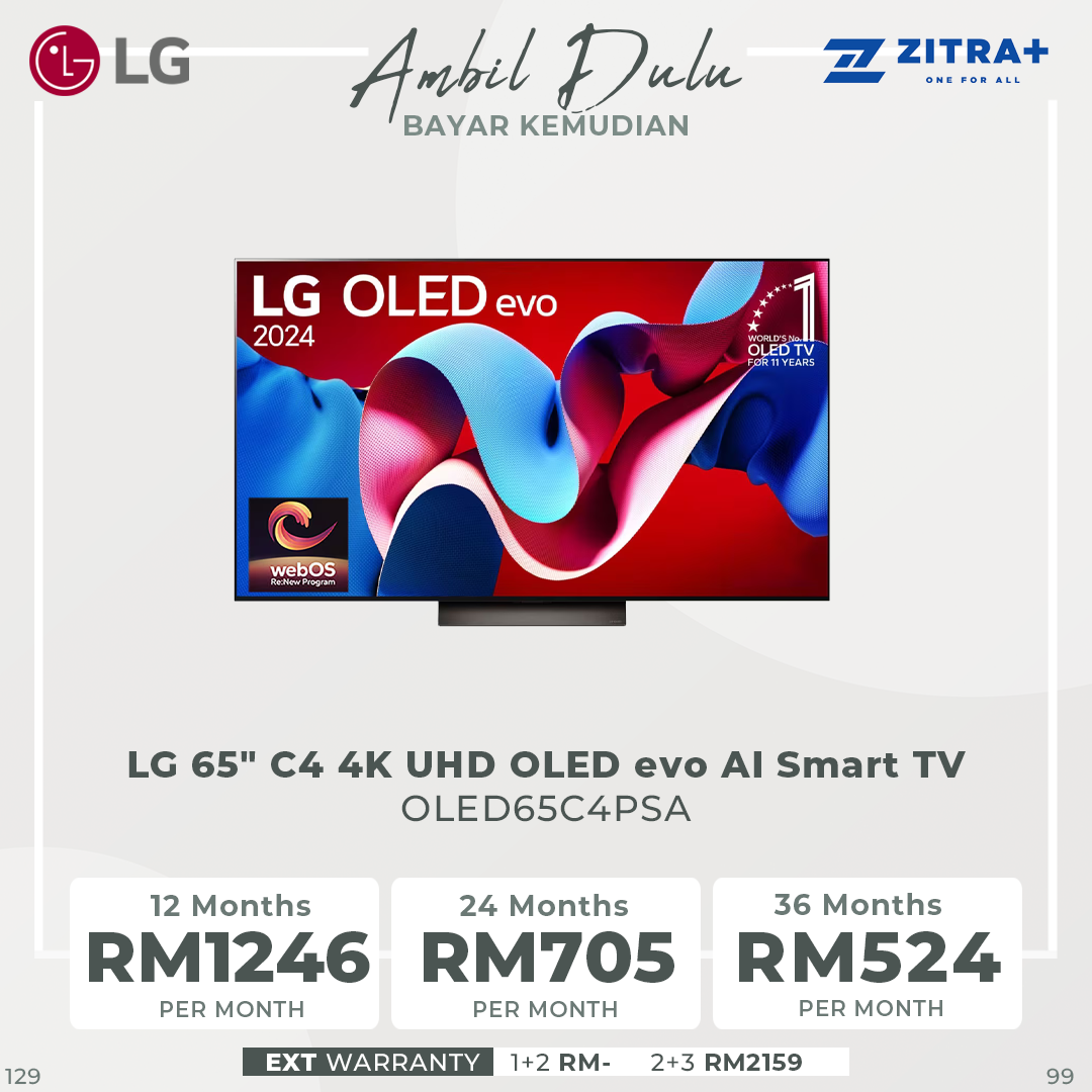 LG 65" C4 4K UHD OLED evo AI Smart TV OLED65C4PSA | Ultra Slim | webOS Re:New Program | olby Atmos® and Dolby Vision®