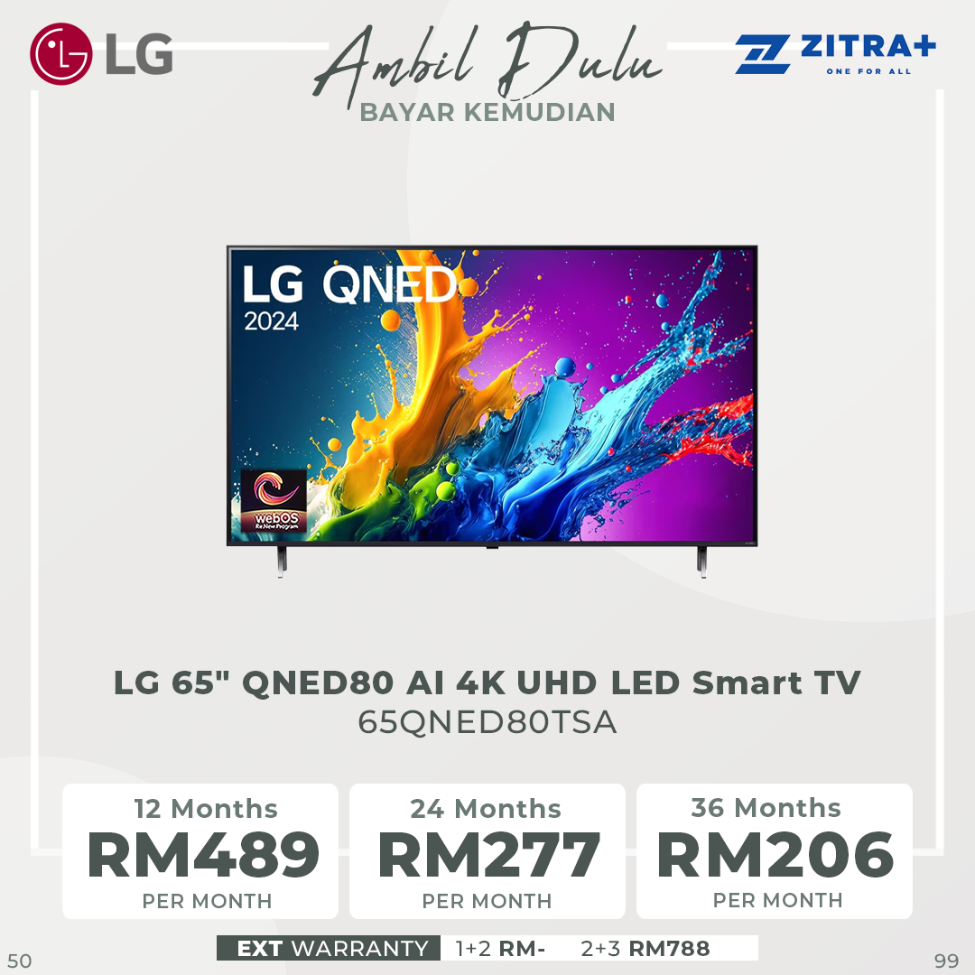 LG 55"/65"/75" QNED80 AI 4K UHD LED Smart TV QNED80TSA | 4K Upscaling | Dynamic Tone | HDR10 / HLG Mapping | AI Sound Pro