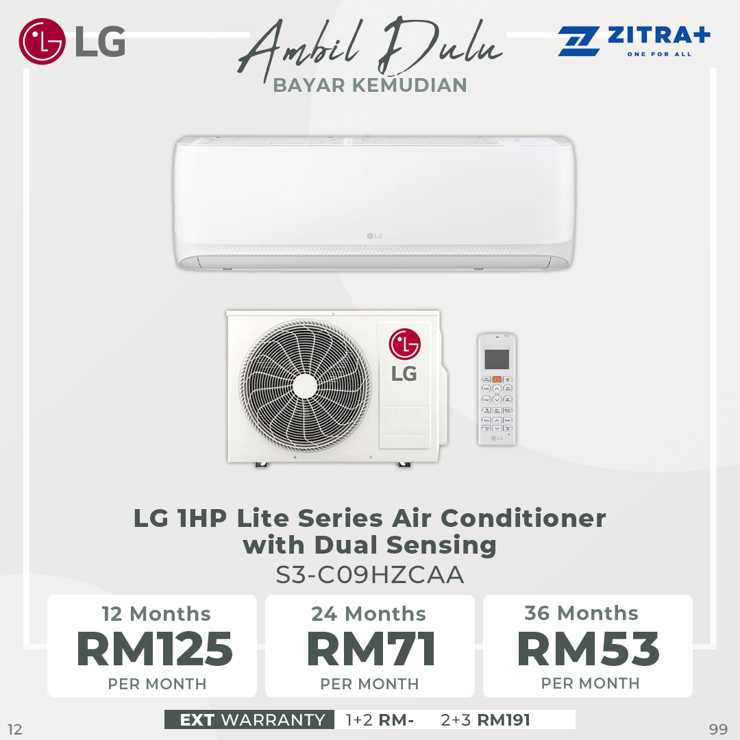 LG 1HP/1.5HP/2HP/2.5HP R32 Lite Series with Dual Sensing and Fast Cooling Function Air Conditioner S3-C09HZCAA/S3-C12HZCAA/S3-C18HZCAA/S3-C24HZCAA | Dual Sensing | Fast Cooling | Auto Swing | Air Conditioner with 1 Year Warranty