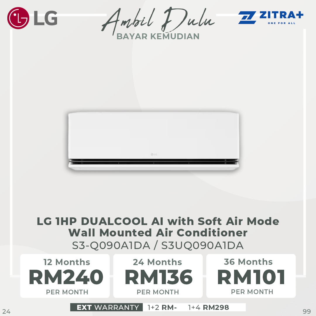 LG 1HP/1.5HP/2HP DUALCOOL AI with Soft Air Mode Wall Mounted Air Conditioner |5 Star Energy Saving Rating | All Cleaning mode