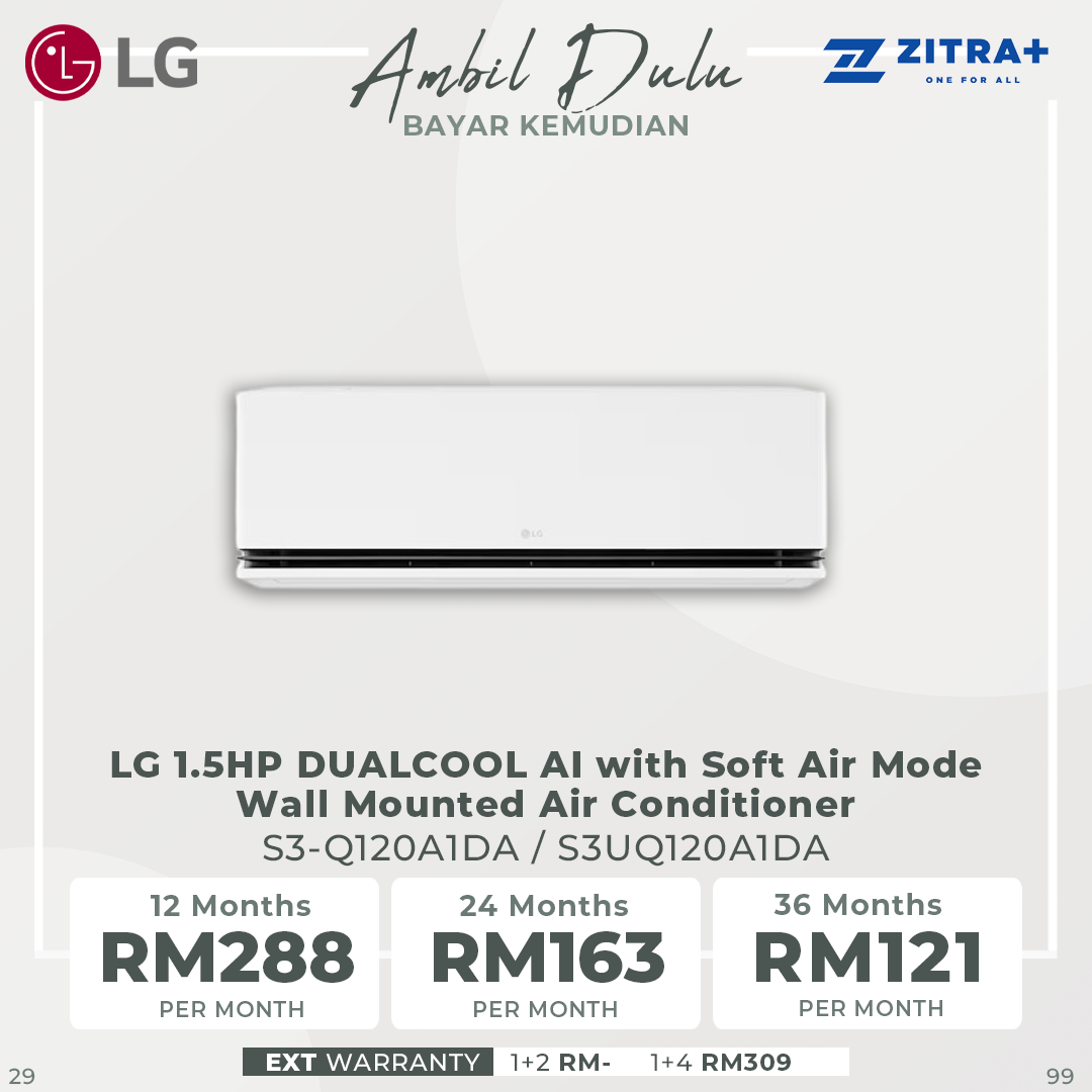 LG 1HP/1.5HP/2HP DUALCOOL AI with Soft Air Mode Wall Mounted Air Conditioner |5 Star Energy Saving Rating | All Cleaning mode