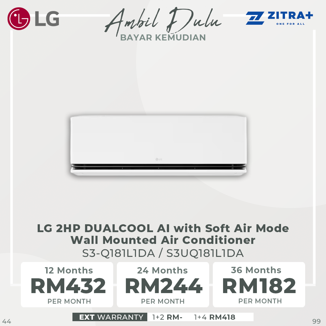 LG 1HP/1.5HP/2HP DUALCOOL AI with Soft Air Mode Wall Mounted Air Conditioner |5 Star Energy Saving Rating | All Cleaning mode