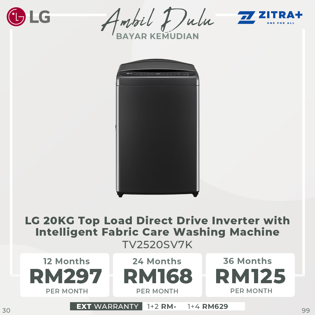 LG 18KG/20KG Top Load Washing Machine with Intelligent Fabric Care TV2518SV7K / TV2520SV7K | AI Direct Drive | TurboWash3D | Scent+ | 6 Motion DD