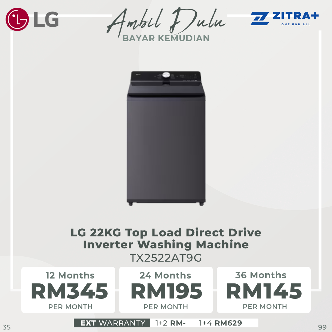 LG 18/ 20/ 22/ 25KG Top Load Direct Drive Inverter Washing Machine TX2518ST7G / TX2520ST5G / TX2522AT9G / TX2725AT9J | AI Direct Drive | TurboClean 3D | Informative LCD Display | 6 Motion DD