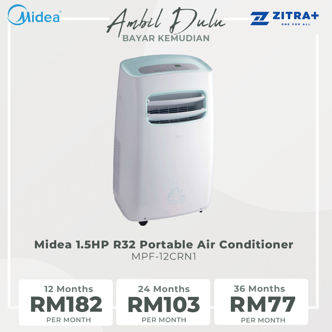 Midea 1.5HP R32 Portable Air Conditioner MPF-12CRN1 | Self Evaporative System | Sleep Mode | Self-Diagnosis | Auto-Protection | Ionizer | Portable Air Conditioner with 1 Year Warranty