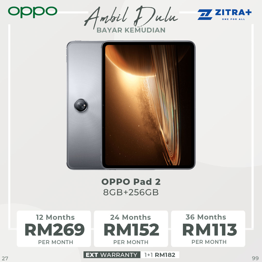 (Pre-Order till 27.10.2023) OPPO Pad 2 8GB+256GB | 11.61" Display | 7:5ReadFit Screen | 13MP Camera | 9510mAh Battery | Tablet with 1 Year Warranty