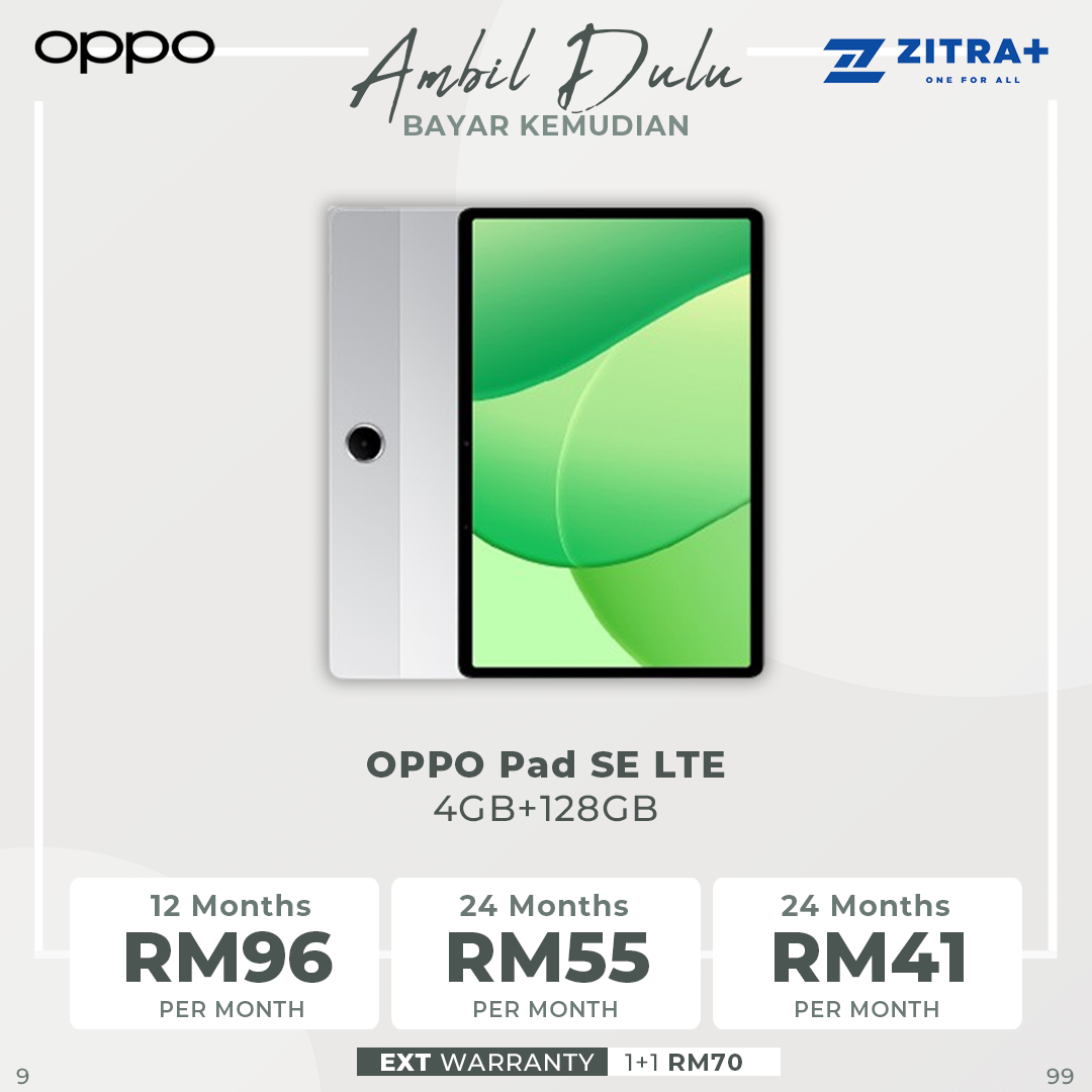 OPPO Pad SE LTE 4GB+128GB Starlight Silver | 9340mAh Long-Lasting Battery | lmmersive Eye-Care Display | Personalized Kids Mode