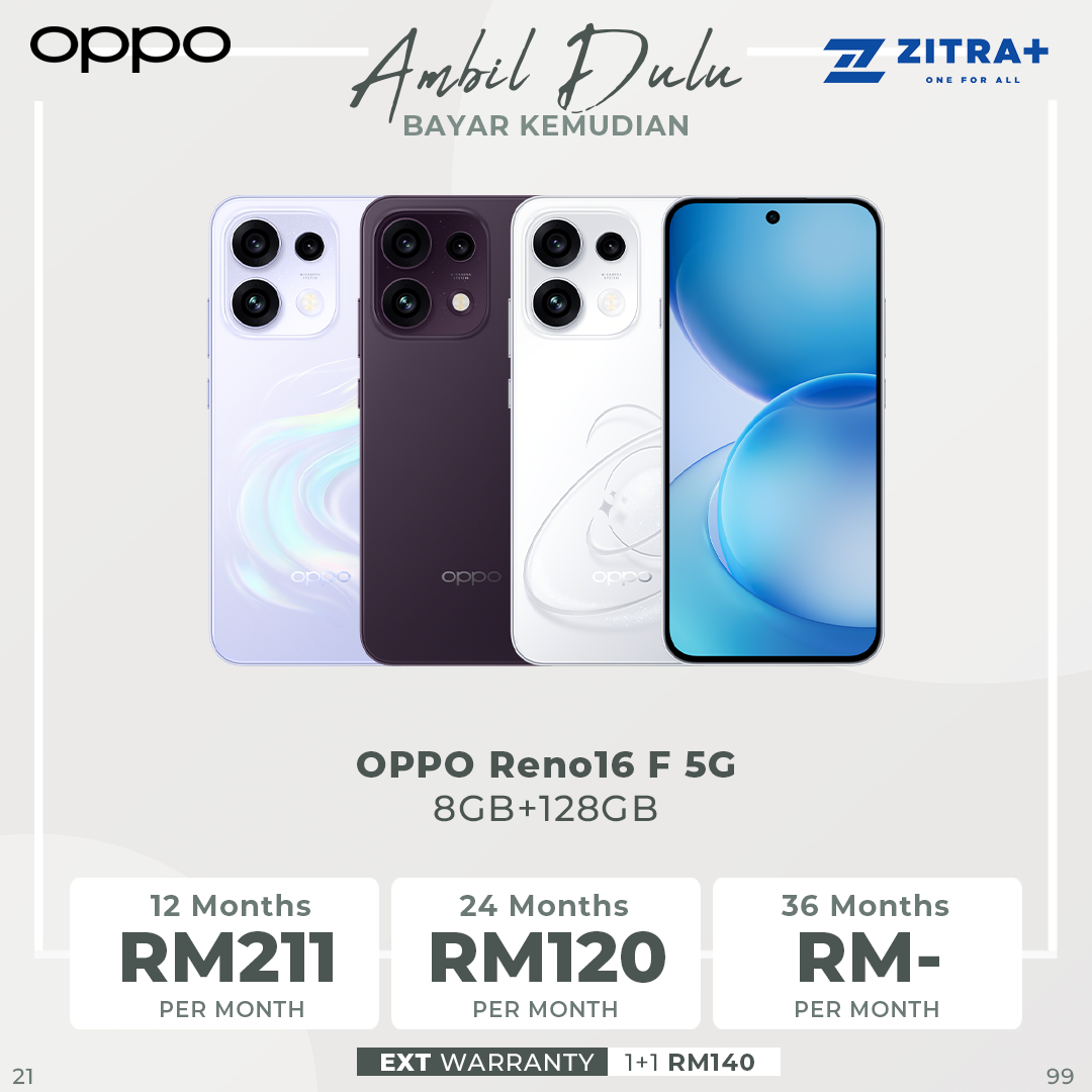 OPPO Reno16 F 5G 8GB+128GB / 8GB+256GB | 50MP Ultra Wide Selfie Camera | AI Remix Collage | Smart & Smooth ColorOS 16