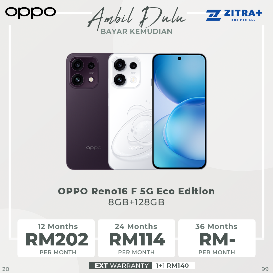 OPPO Reno16 F 5G Eco Edition 8GB+128GB | 50MP Ultra Wide Selfie Camera | AI Remix Collage | Smart & Smooth ColorOS 16