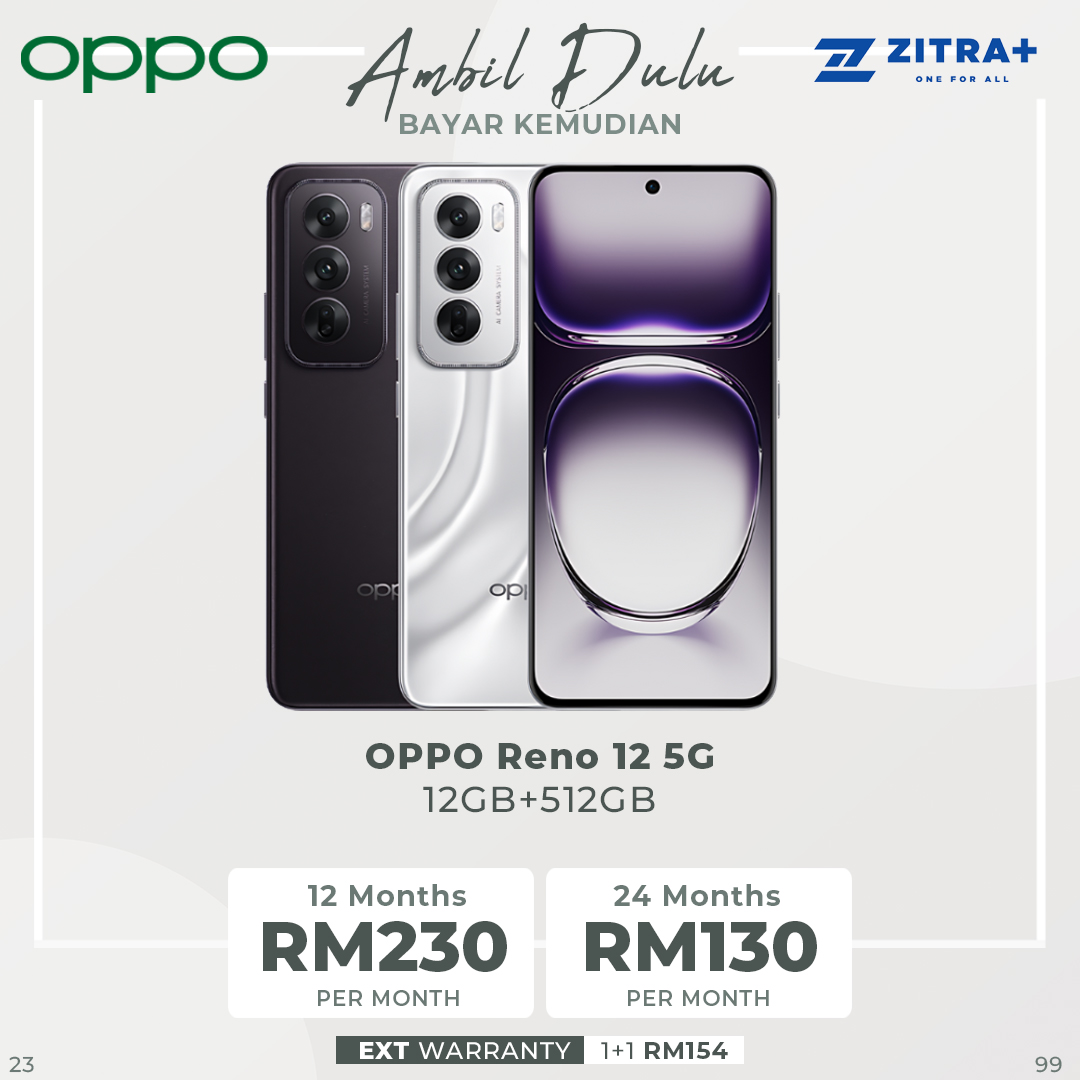 OPPO Reno12 5G 12GB+512GB | Unprecedented Reno Design | Reno's Best Battery Life Ever | AI Expert Potrait | 1  Year General Warranty