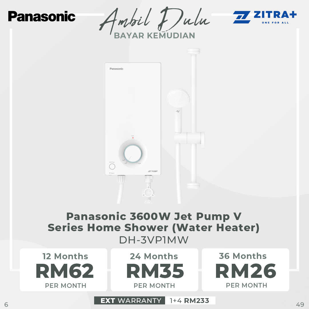 Panasonic 3600W Jet Pump V Series Home Shower (Water Heater) DH-3VP1MW | 9 Safety Features | Water Flow Sensor