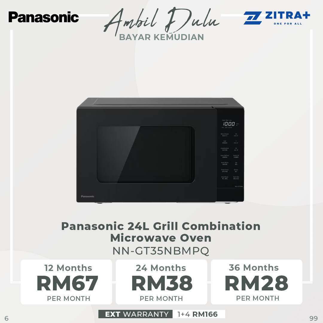 Panasonic 24L Grill Combination/25L Solo Microwave Oven NN-GT35NBMPQ/NN-ST34NBMPQ | 5 Level Power | Quick 30 Function