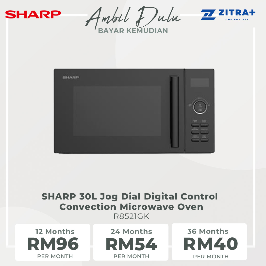 SHARP 30L Jog Dial Digital Control Convection Microwave Oven R8521GK | Auto Menu | Auto Defrost |  Child Lock | Clock | Microwave Oven with 1 Year Warranty