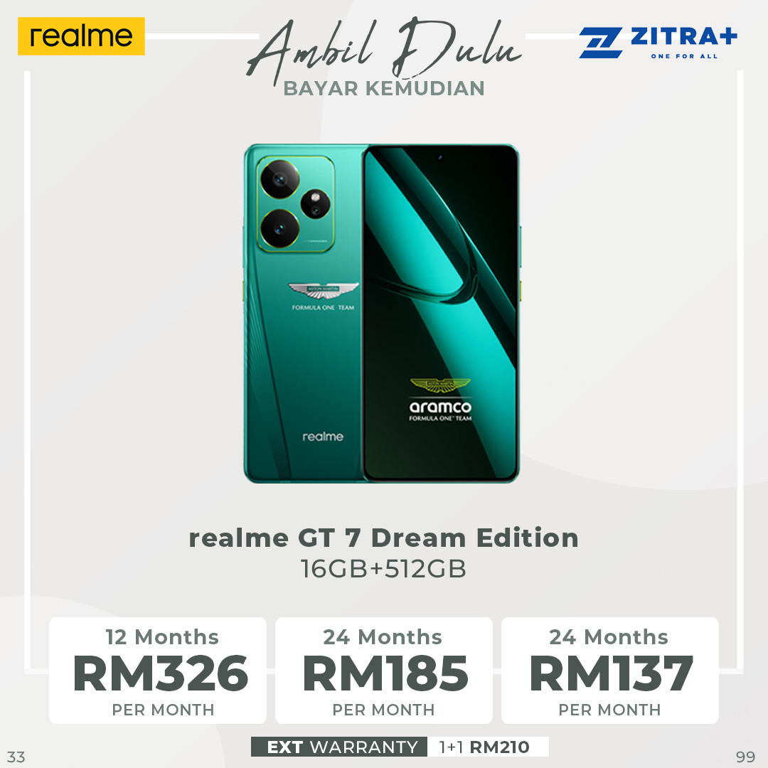realme GT 7 Dream Edition 16GB+512GB | 6.78 inches, LTPO AMOLED | 50MP Main Camera | Mediatek Dimensity 9400e (4 nm) | Android 15, Realme UI 6.0 | Li-Po 7000mAh, 120W wired