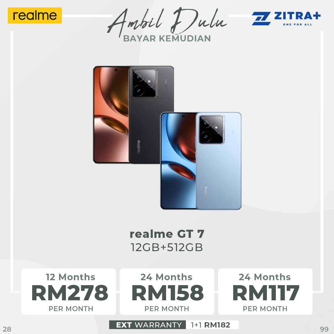 realme GT 7 12GB+512GB | 6.78 inches, LTPO AMOLED | 50MP Rear Camera | Mediatek Dimensity 9400e (4 nm) | 1264 x 2780 pixels | Li-Po 7000mAh, 120W wired