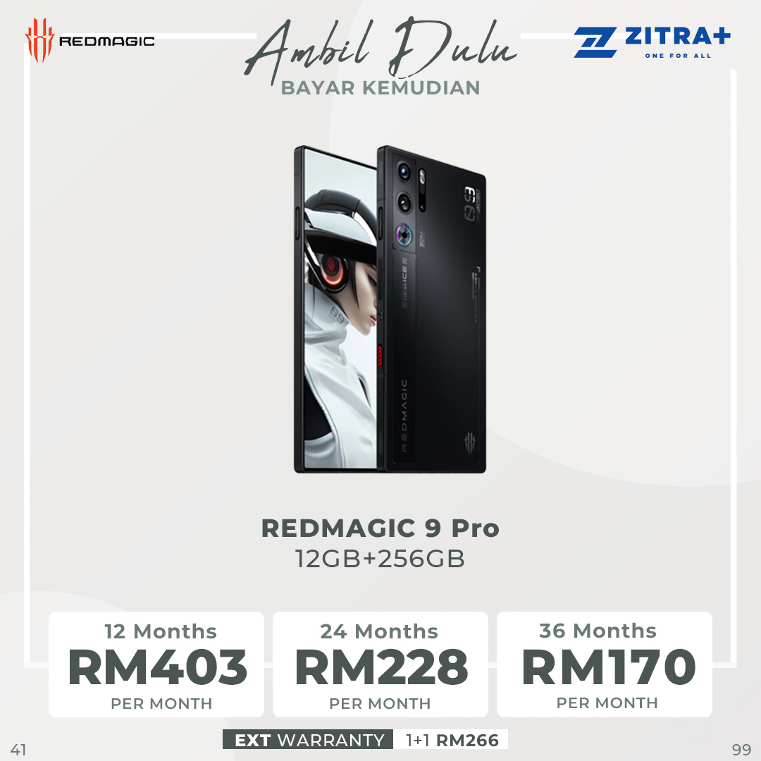 REDMAGIC 9 Pro | 12GB+256GB / 16GB+512GB | 6.8" AMOLED Display | 56 Hours of Power | Qualcomm® Snapdragon™ 8 Gen 3 | Smartphone with 1 Year Warranty