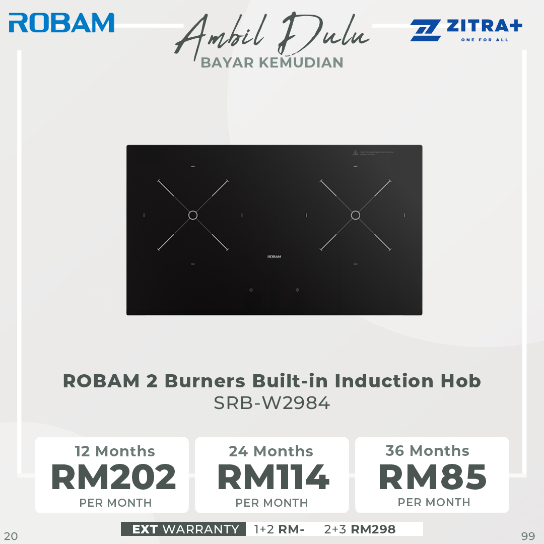 ROBAM 2 Burners Built-in Induction Hob Black SRB-W2984 | High end chip | Consheat Technology