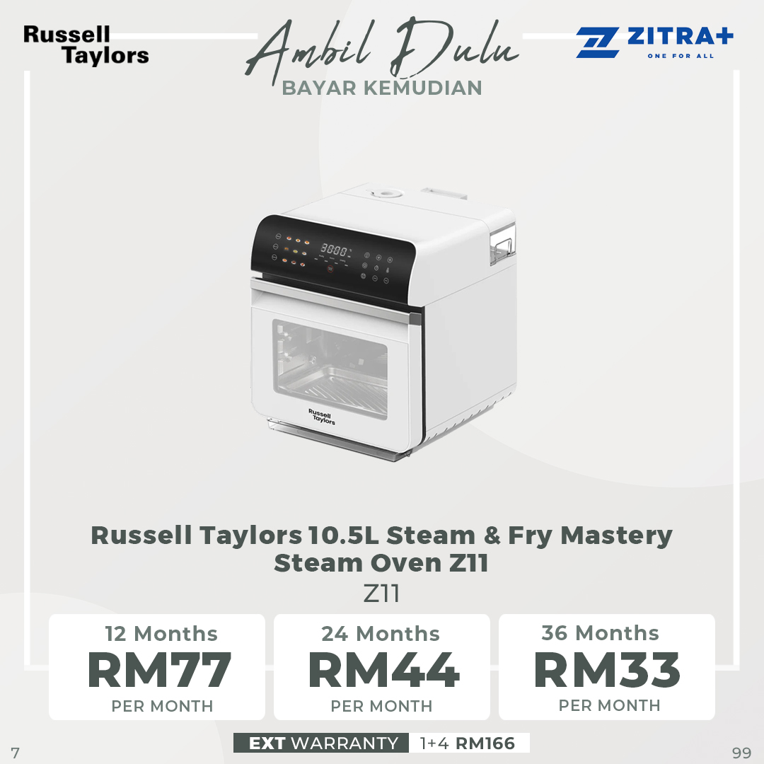 Russell Taylors 10.5L Steam & Fry Mastery Steam Oven Z11 | 3-in-1 Air Fryer/ Oven + Steamer + Steam Frying | Self-Cleaning Steam Technology