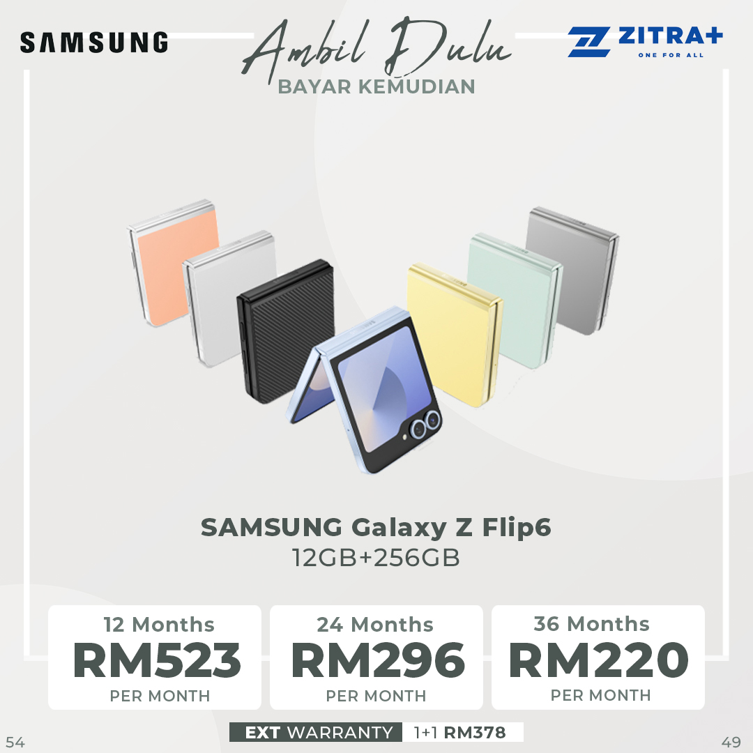 SAMSUNG Galaxy Z Flip6 | Qualcomm SM8650-AB Snapdragon 8 Gen 3 (4 nm) | Nano-SIM and eSIM | 5G