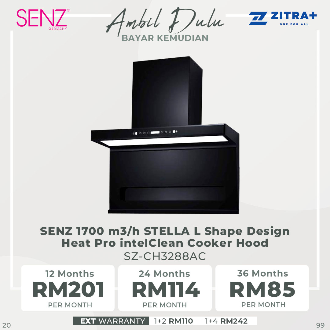 SENZ Heat Pro interClean Cooker Hood SZ-CH3288AC / SZ-CH8380AC / SZ-CH9050AC | Motion Sensor Technology | Smart Cleaning | LED Lamp | Cooker Hood with 1 Year Warranty