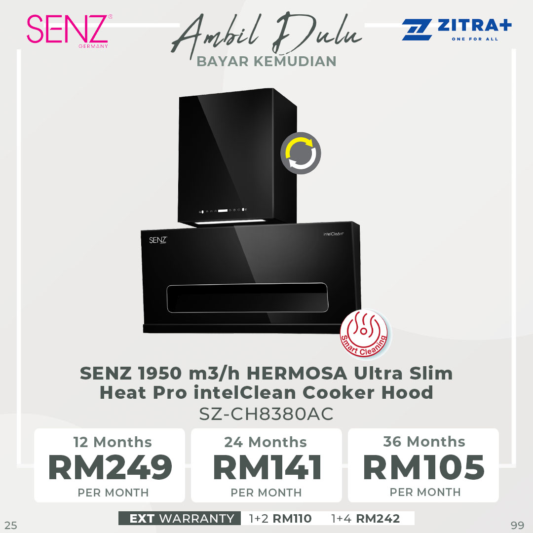 SENZ Heat Pro interClean Cooker Hood SZ-CH3288AC / SZ-CH8380AC / SZ-CH9050AC | Motion Sensor Technology | Smart Cleaning | LED Lamp | Cooker Hood with 1 Year Warranty