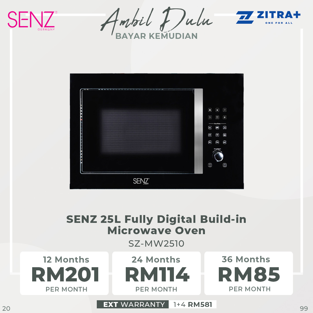 SENZ 25L Fully Digital Build-in Microwave Oven | SZ-MW2510 | 24 hour digital time display | Child Safety Lock | Disinfection Mode | Combination Cooking