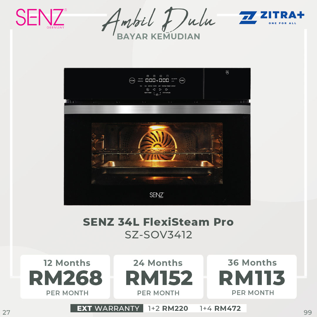SENZ FlexiSteam Pro IntelClean Oven  SZ-SOV3412/SZ-SOV70108 | Steam Mode | Child Safety Lock | Smart Auto Cleaning | Oven with 1 Year Warranty