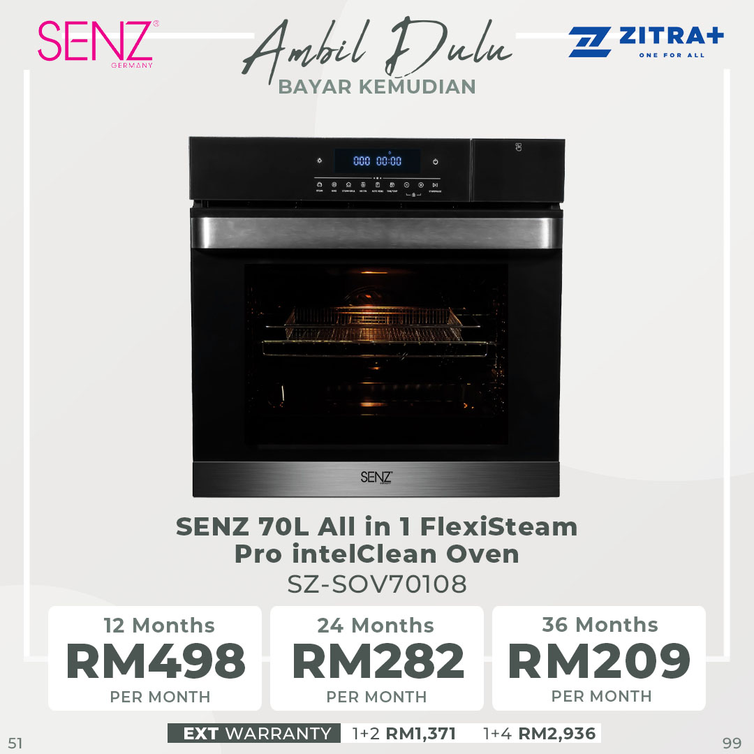 SENZ FlexiSteam Pro IntelClean Oven  SZ-SOV3412/SZ-SOV70108 | Steam Mode | Child Safety Lock | Smart Auto Cleaning | Oven with 1 Year Warranty