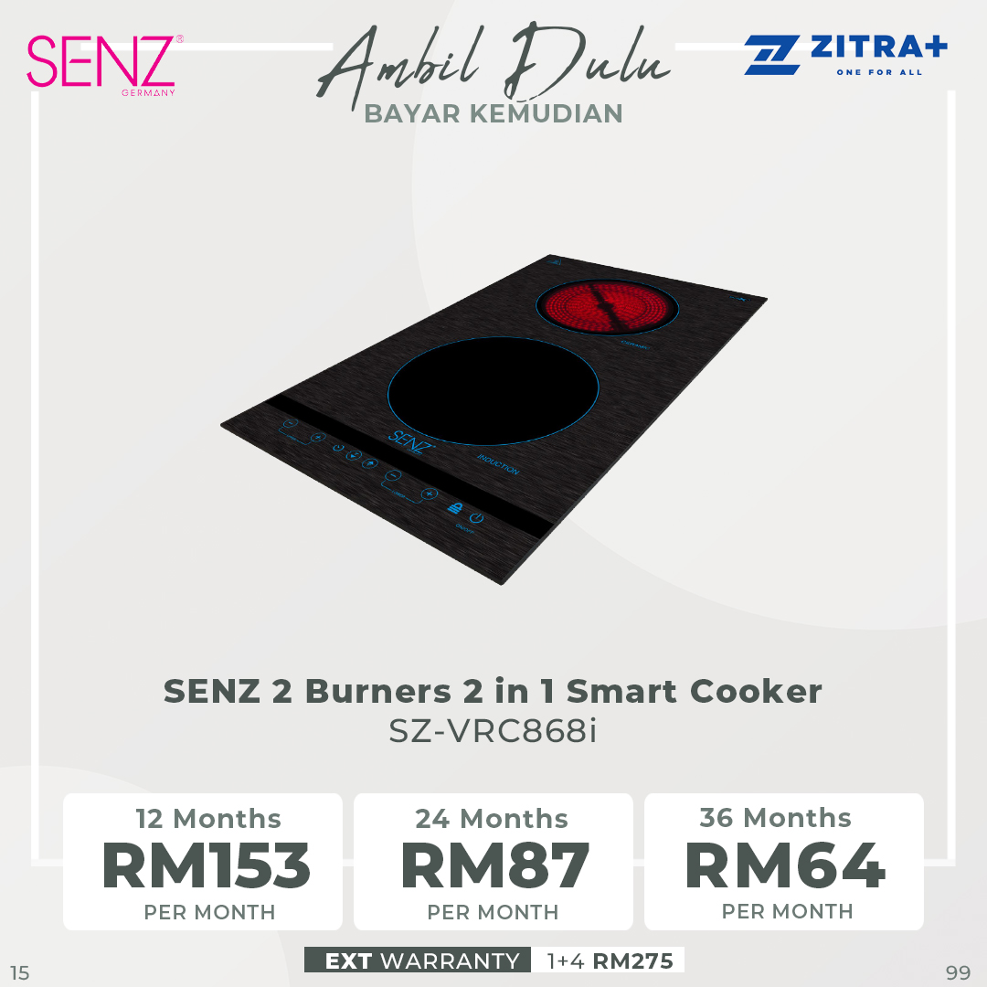 SENZ 2 Burners 2 in 1 Smart Cooker | SZ-VRC868i | Matte-finished surface | Easy-to-clean | Heat resistance