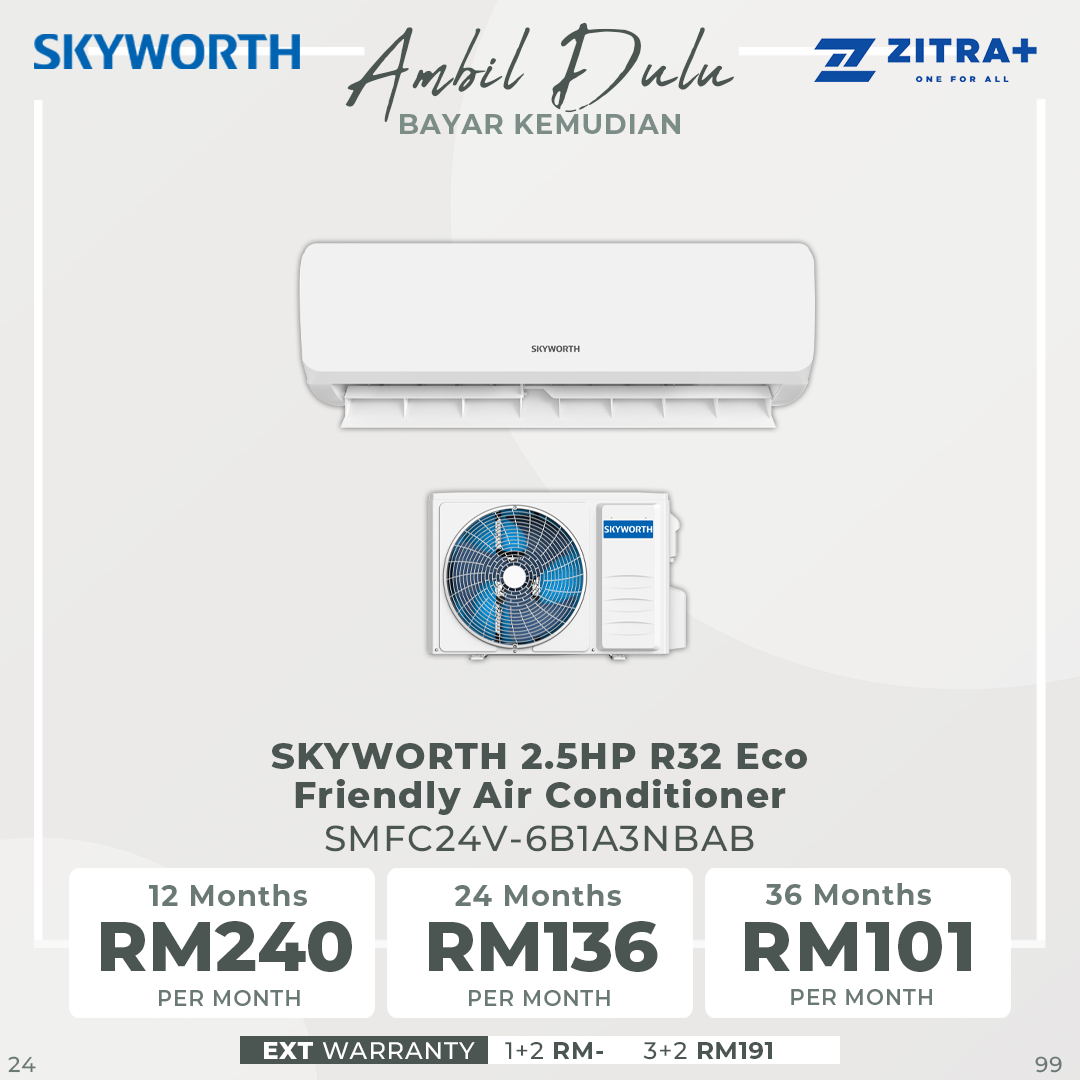 SKYWORTH R32 Eco Friendly Vitamin C & Bio Fresh Air Conditioner SMFC09V-2B1A3NBAB SMFC12V-3B1A3NBAB SMFC18V-5B1A3NBAB SMFC24V-6B1A3NBAB | BIO Filter | Vitamin C Filter