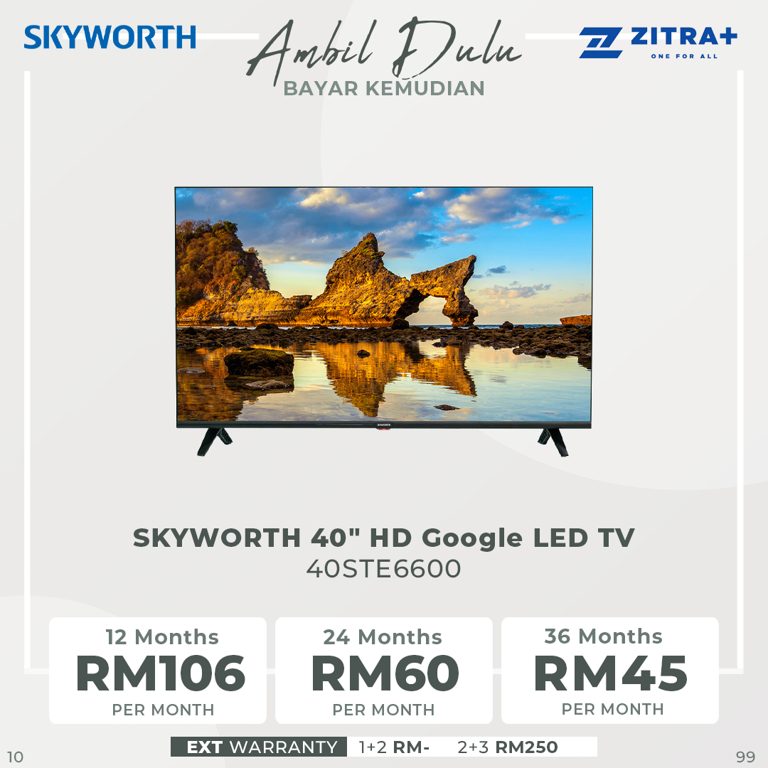 SKYWORTH 32"/40"/43" FHD Google LED TV STE6600 | Digital DVB-T2 TV | Chromecast | Google Assistant | HDR10 | Game Mode | HLR | LED TV with 2 Year Warranty