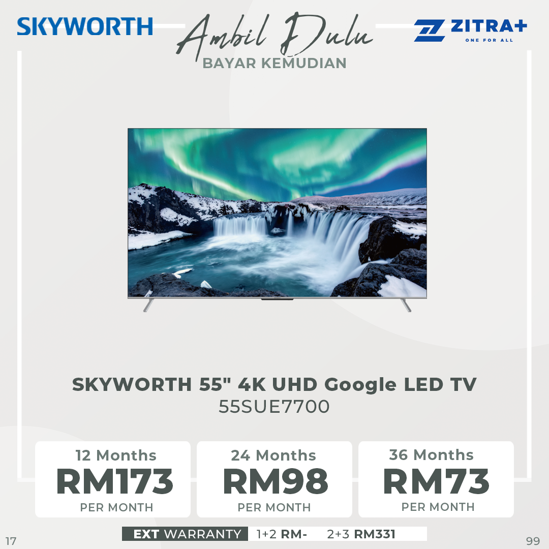 SKYWORTH 55" 4K UHD Google LED TV 55SUE7700 | Chameleon Extreme 2.0 | HDR10 & HLG | Eye Protection