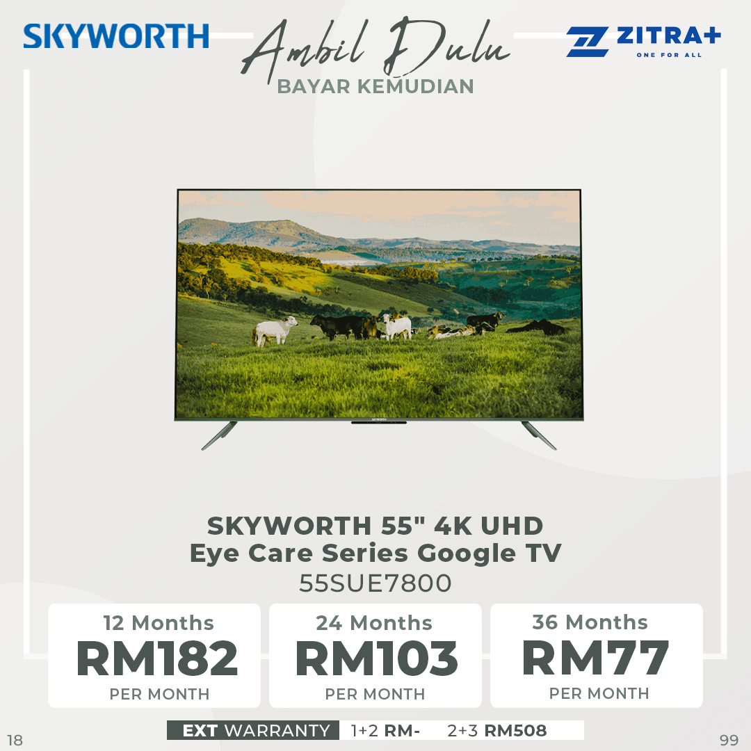 SKYWORTH 43"/50"/55"/60"/65"/75" 43SUE7800/50SUE7800/55SUE7800/60SUE7800/65SUE7800/75SUE7800  4K UHD Eye Care Series Google TV | HDR10 & HLG