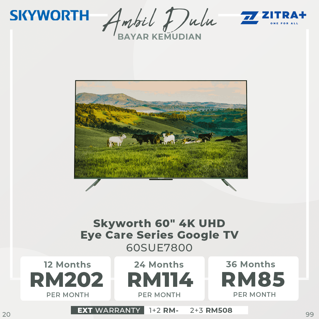 SKYWORTH 43"/50"/55"/60"/65"/75" 43SUE7800/50SUE7800/55SUE7800/60SUE7800/65SUE7800/75SUE7800  4K UHD Eye Care Series Google TV | HDR10 & HLG