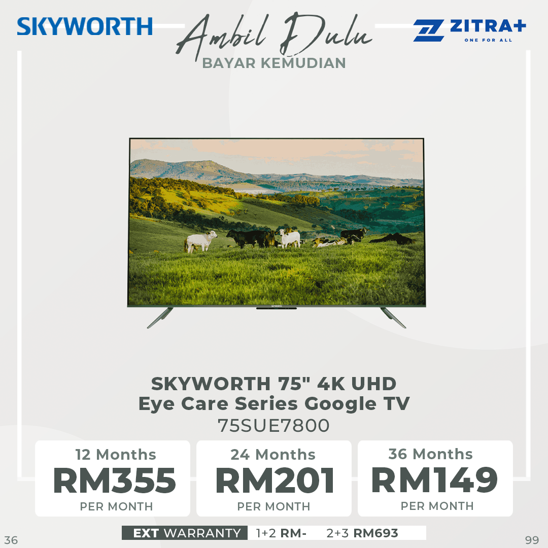 SKYWORTH 43"/50"/55"/60"/65"/75" 43SUE7800/50SUE7800/55SUE7800/60SUE7800/65SUE7800/75SUE7800  4K UHD Eye Care Series Google TV | HDR10 & HLG