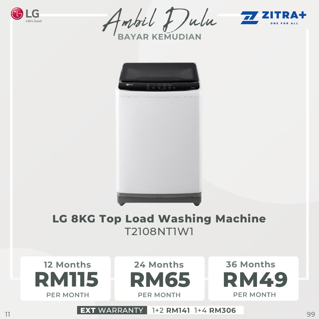 LG 8KG / 9KG Top Load Washing Machine T2108NT1W1 / T2109NT1G1 | Mesh Lint Filter | LED + Hard Buttons | Honeycomb Crystal Drum | Washing Machine with 1 Year Warranty