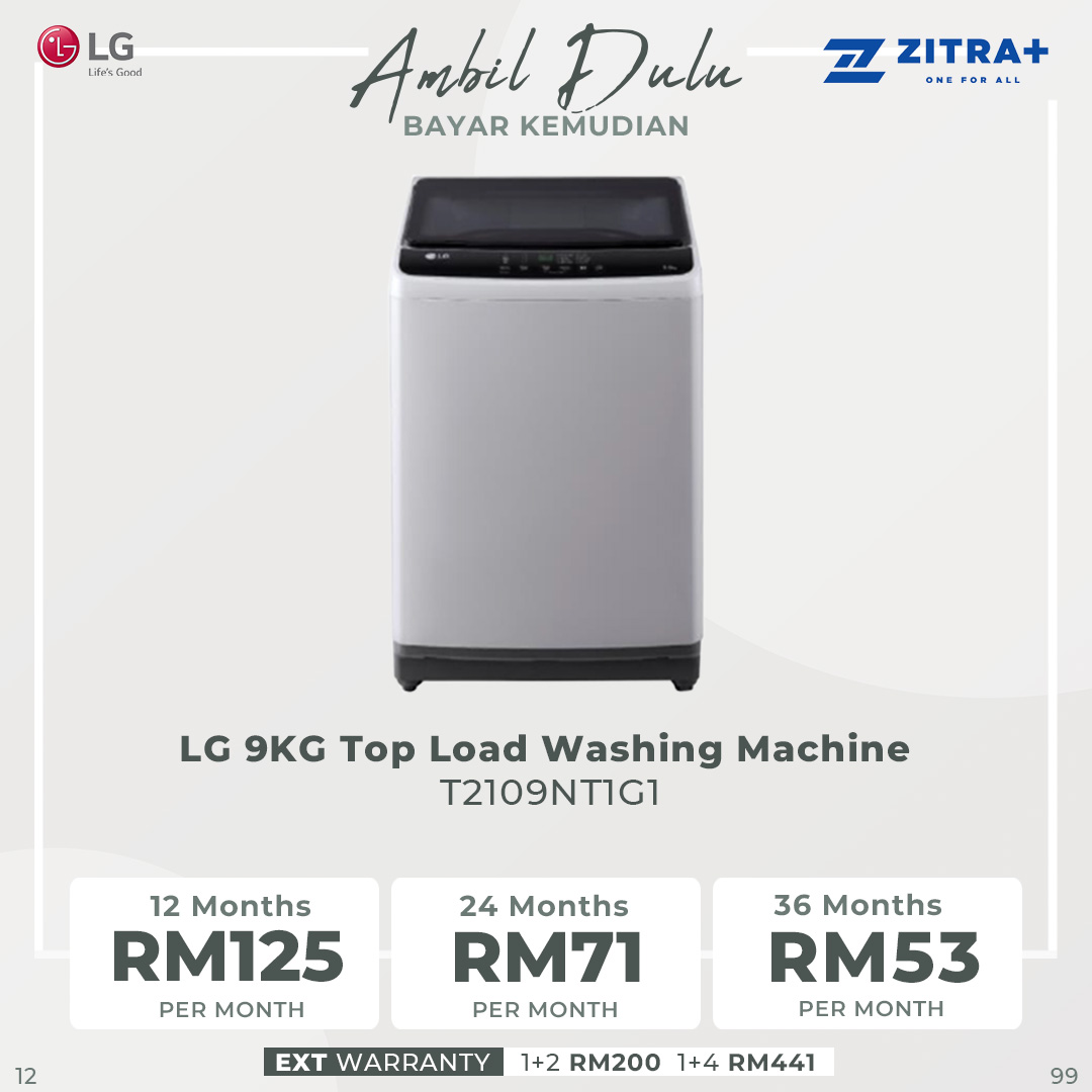 LG 8KG / 9KG Top Load Washing Machine T2108NT1W1 / T2109NT1G1 | Mesh Lint Filter | LED + Hard Buttons | Honeycomb Crystal Drum | Washing Machine with 1 Year Warranty