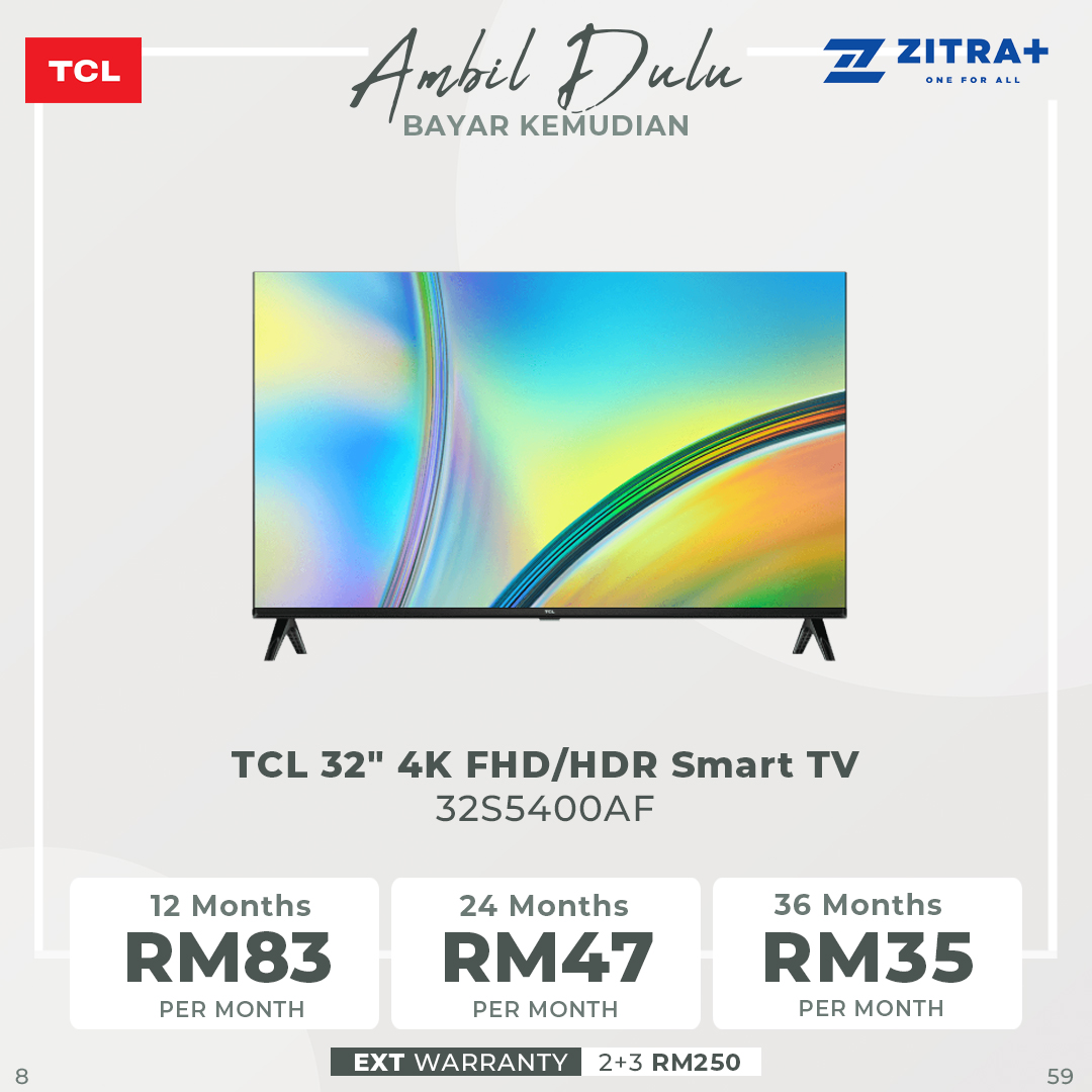 TCL 32 inches 43 inches 4K Android Smart TV 32S5400AF/ 43S5400A | Dolby Audio | Bezel-less Design