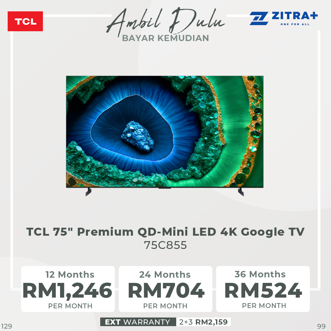 TCL 75/85/98 Premium QD-Mini LED 4K Google TV C855 | HDR 10+ | Ultra Slim Design | Dolby Atmos
