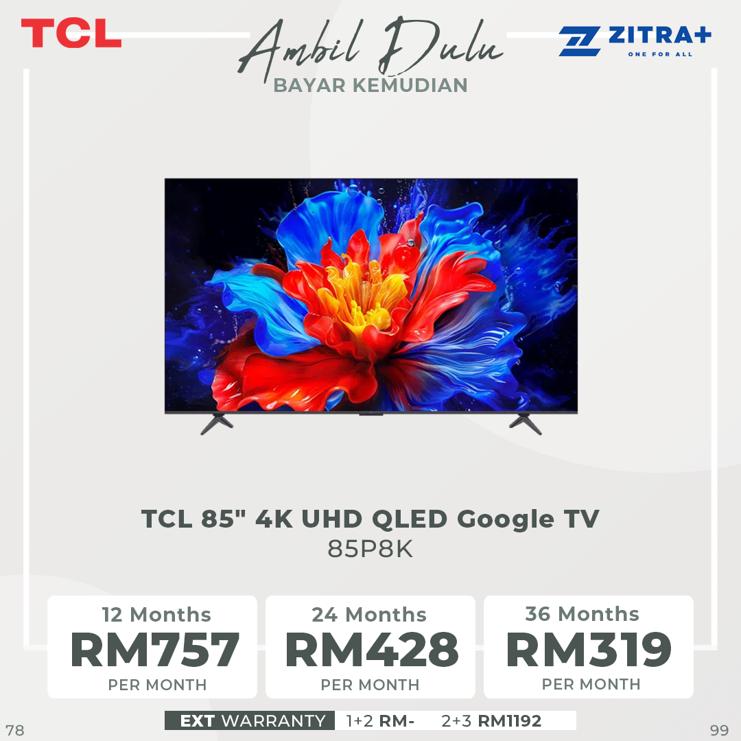 TCL 85"/98" 4K UHD QLED Google TV 85P8K/98P8K | QLED | 144Hz Native Refresh Rate | ONKYO 2.1 Hi-Fi System | AiPQ Pro Processor