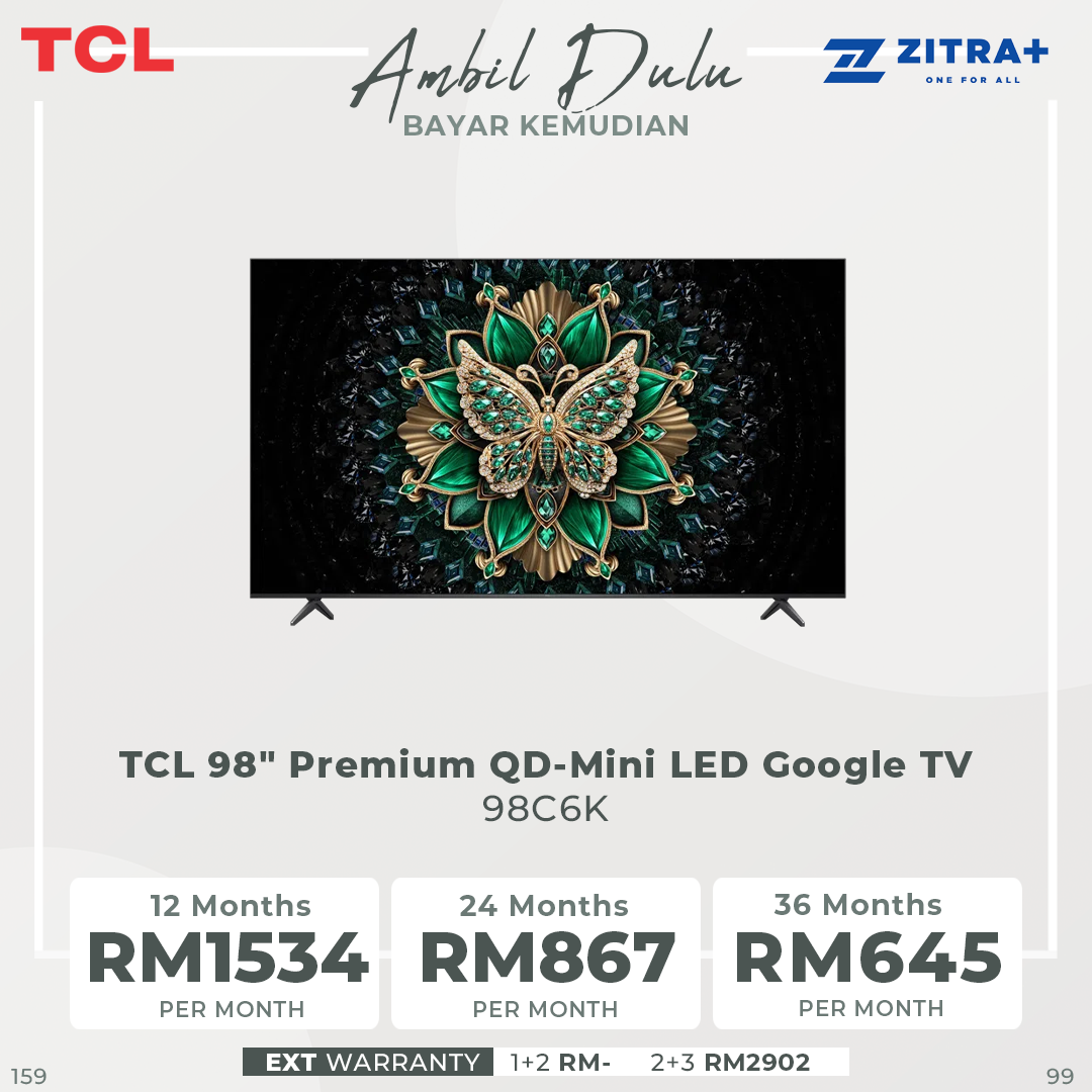 TCL 55"/65"/75"/85"/98" Premium QD-Mini LED Google TV 55C6K|65C6K|75C6K|85C6K|98C6K | 144Hz Native Refresh Rate | QLED | Ultra Slim Design | Precise Dimming Series Up to 512 Zones