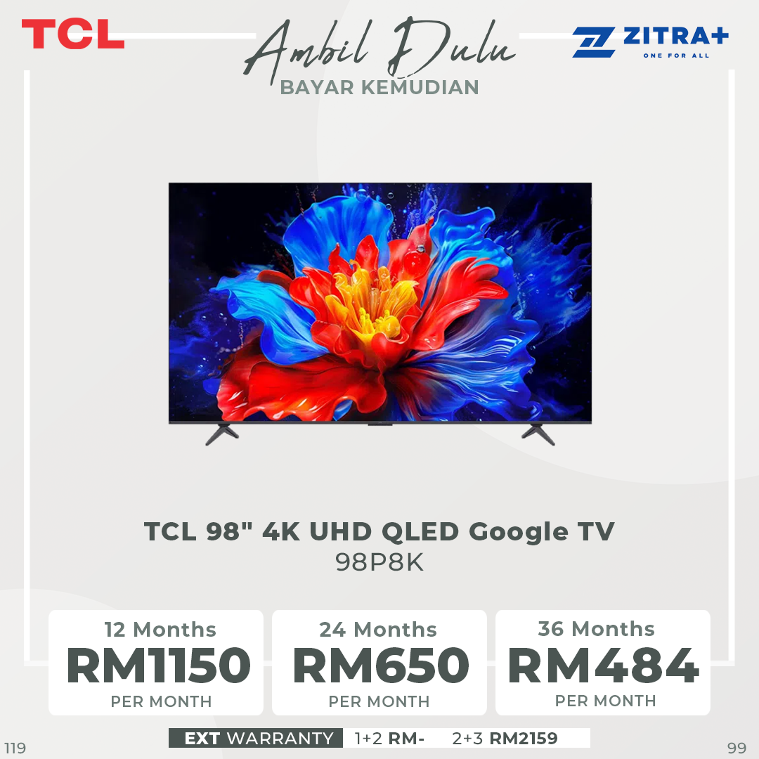 TCL 85"/98" 4K UHD QLED Google TV 85P8K/98P8K | QLED | 144Hz Native Refresh Rate | ONKYO 2.1 Hi-Fi System | AiPQ Pro Processor