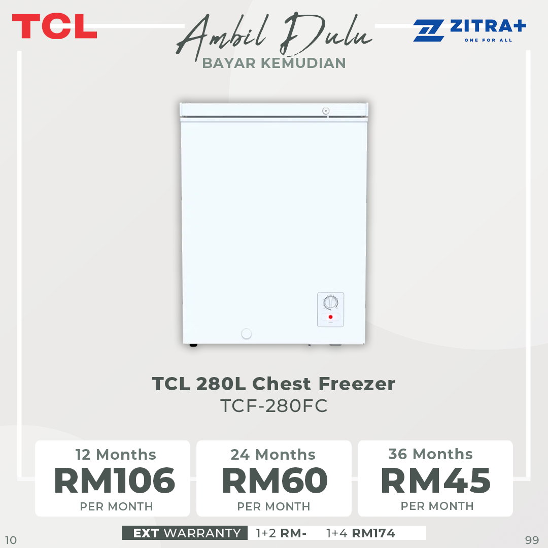 TCL 190L/280L Chest Freezer TCF-190FC/TCF-280FC | Power indicator function | Mechanical Control | Storage basket